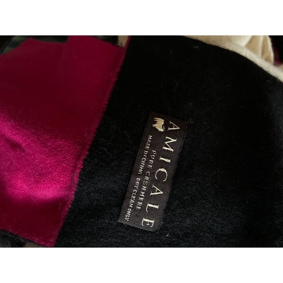 Ladies Amicale Pure Cashmere Pink/Black Scarf - Picture 2 of 3